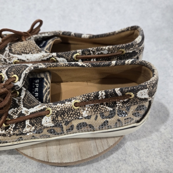 🐢 Sperry Top Sider Sequin Animal Print Boat Shoes Size 9 - Picture 4 of 12